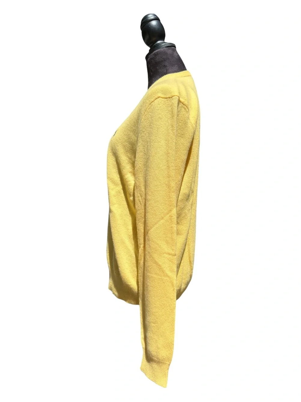 Polo Ralph Lauren 100% Lambswool V-Neck Sweater Old Money Vintage Yellow Knit L